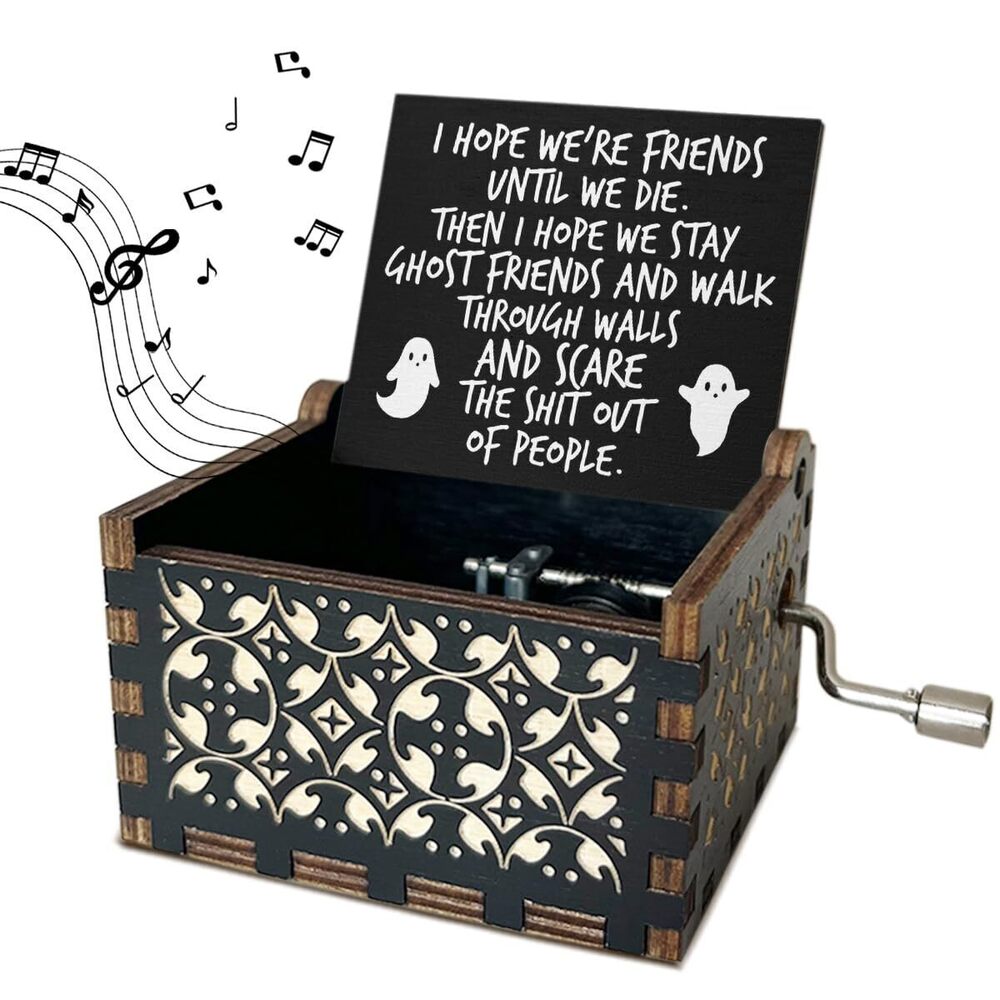 9338 I Hope We're Friends until We Die Wooden Wooden Music Box with Handle